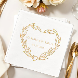 Elegantes Blatt-Herz-Hochzeit, Servietten Mit Folie