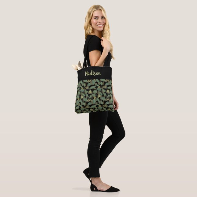 Elegantes Blattdesign Botanisch Tasche (Am Model)