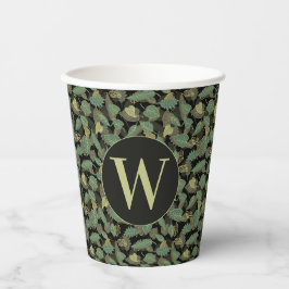 Elegantes Blattdesign Botanischer Anfangsbuchstabe Pappbecher