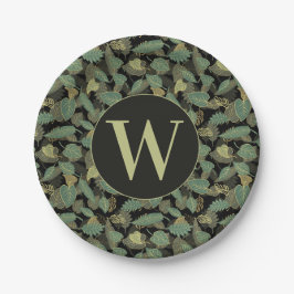Elegantes Blattdesign Botanisches Initial Pappteller