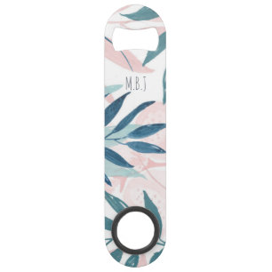 Elegantes Blätter für die Aquarellfarben Monogram Speed Flaschenöffner