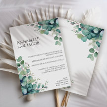 Elegantes Blätter Wasserfarbe Einladung Hochzeit