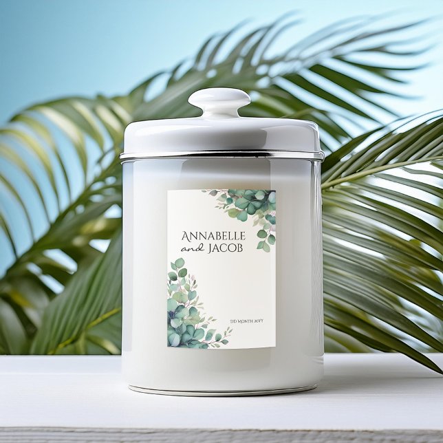 Elegantes Blätter Wasserfarben, Candle Label Lebensmitteletikett (Von Creator hochgeladen)