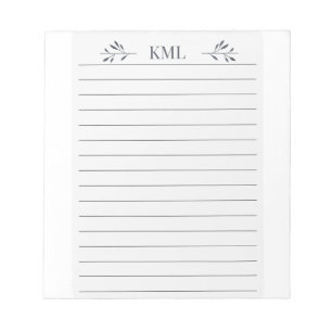 Elegantes Blattmonogramm personalisiertes Liniengp Notizblock