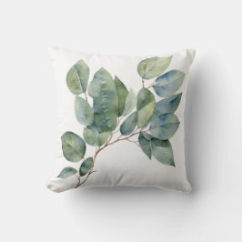 Elegantes Blattwerk Aquarell weich grün botanisch Kissen