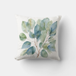 Elegantes Blattwerk Aquarellgrün aquamarin botanis Kissen
