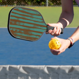 Elegantes blau-braunes abstraktes modernes Muster Pickleball Schläger
