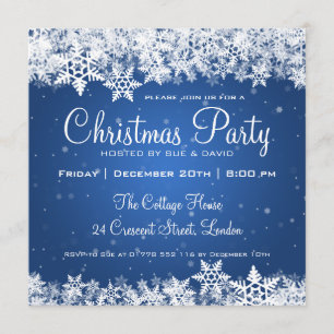 Elegantes Blau der WeihnachtsParty-Schneeflocke-2 Einladung