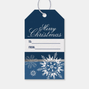 Elegantes Blau Frohe Weihnachten Geschenkanhänger
