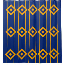 Elegantes blau-gelbes geometrisches Muster Duschvorhang