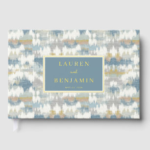 Elegantes Blau Geometrisch Gästebuch