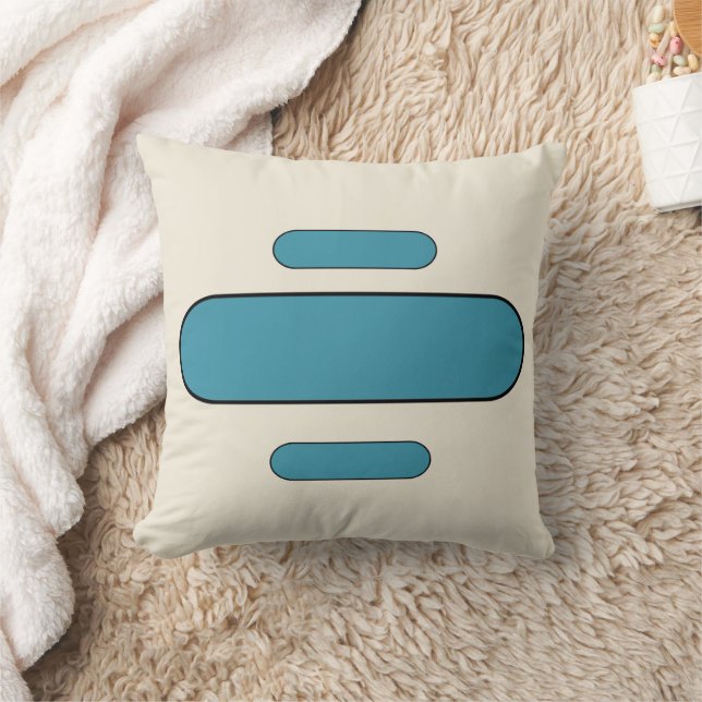 Elegantes, blau gestreiftes Quadrat Kissen - Minim (Decke)