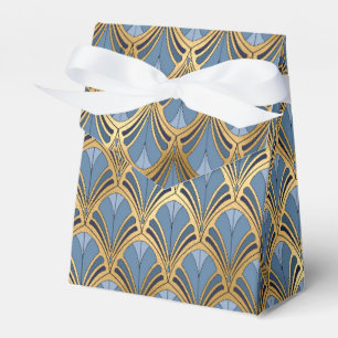 Elegantes Blau Gold Art Deco Vintage Muster Geschenkschachtel