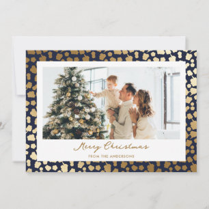 Elegantes Blau Gold Sterne Foto Frohe Weihnachten