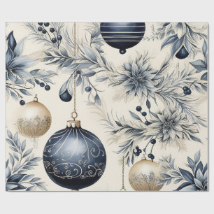 Elegantes Blau & Gold Weihnachten Geschenkpapier