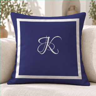 Elegantes blau-graues minimalistisches Anfangsmono Kissen