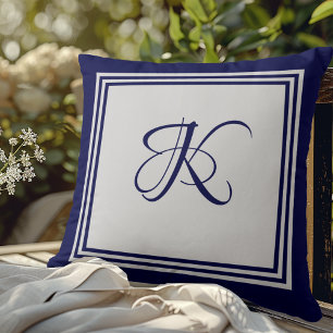Elegantes blau-graues quadratisches Muster Anfangs Kissen
