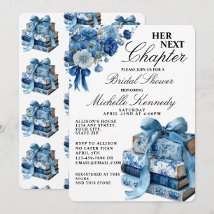 Elegantes Blau Ihr Nächstes Kapitel Brautparty Einladung