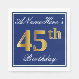 Elegantes Blau, Imitat-Gold45. Geburtstag; Serviette