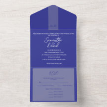 Elegantes Blau in einer Hochzeit Einladung