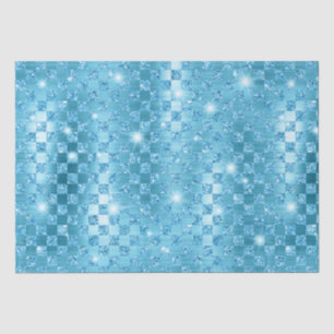 Elegantes blau kariertes Metallic-Glitter-Muster Seidenpapier
