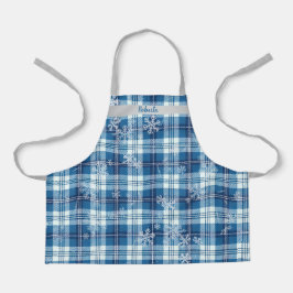 Elegantes blau kariertes Weihnachten Schürze