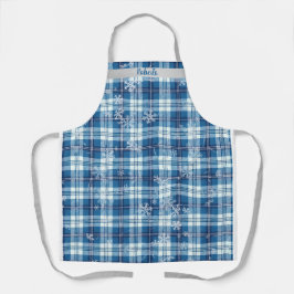 Elegantes blau kariertes Weihnachtsfest Schürze