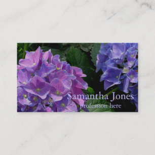 Elegantes Blau Lila Magenta Grün Florales Hortensi Visitenkarte