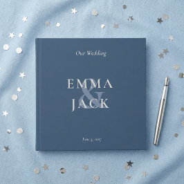 Elegantes Blau Minimalistisches Und-Zeichen Hochze Gästebuch