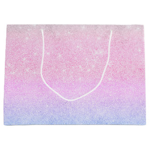 Elegantes Blau Pink Silver Glitzer Gradient Design Große Geschenktüte