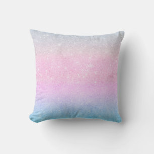 Elegantes Blau Pink Silver Glitzer Gradient Design Kissen