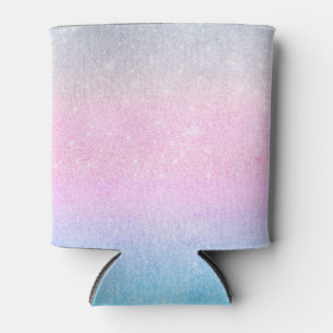 Elegantes Blau Rosa Silver Glitzer Design Dosenkühler