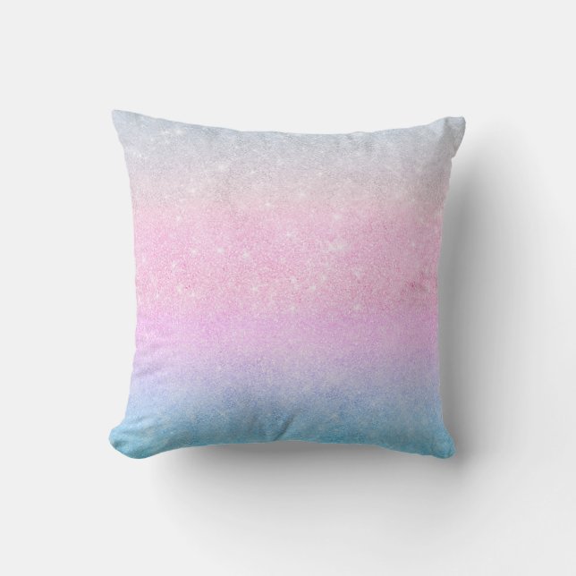 Elegantes Blau Rosa Silver Glitzer Design Kissen (Vorderseite)