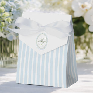 Elegantes Blau & Salbei-Gestreift Geschenkschachtel