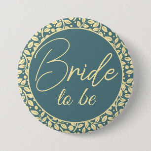 Elegantes Blau und cremefarbene Leaf Button