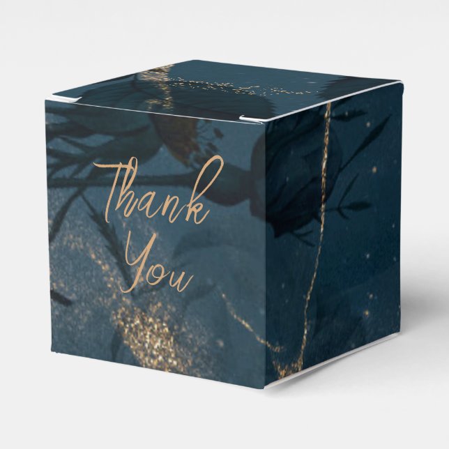 Elegantes Blau und Gold Geschenkschachtel (Vorderseite)