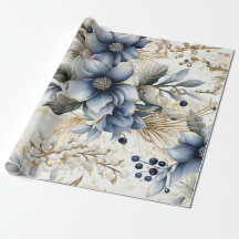 Elegantes Blau- und Gold-Weihnachtspapier