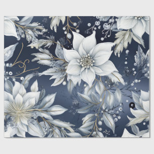 Elegantes Blau- und Gold-Weihnachtspapier Geschenkpapier