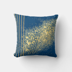 Elegantes Blau- und Gold-Wurfkissen Kissen