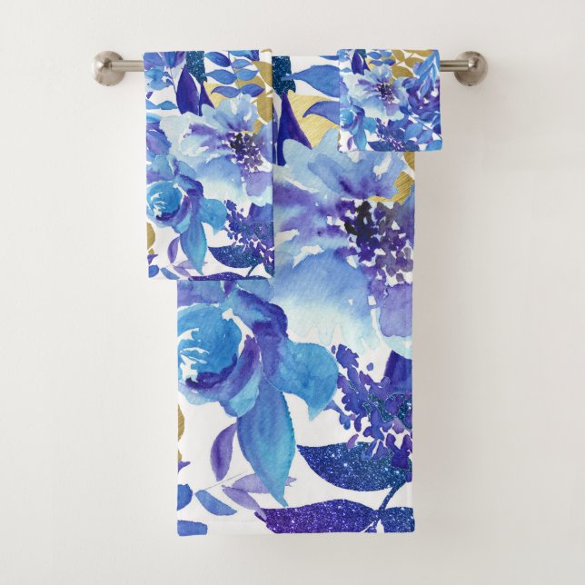 Elegantes Blau- und Goldflorentücher Set (Insitu)
