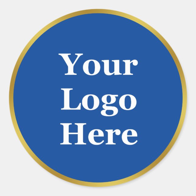 Elegantes Blau und Imitate Gold Ihr Logo hier Runder Aufkleber (Vorderseite)