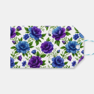 Elegantes Blau- und Lila-Rosen-Blumenmuster Geschenkanhänger