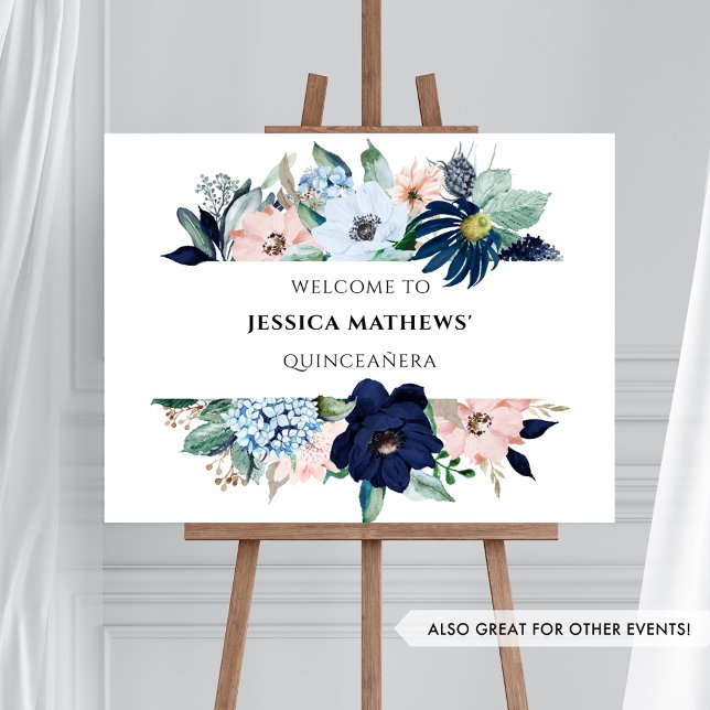 Elegantes Blau und Rosa Korallenblume, Begrüßungsz Poster (Von Creator hochgeladen)