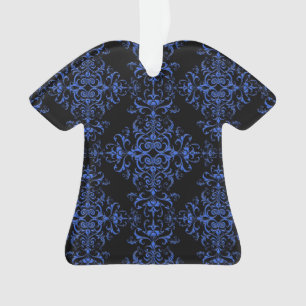 Elegantes Blau- und Schwarz-Damaskus-Stilmuster Ornament