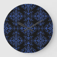 Elegantes Blau- und Schwarz-Floral Damask Style Mu