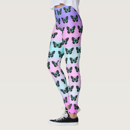 Elegantes Blau- und Schwarzschmetterlingsmuster Leggings