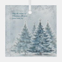 Elegantes Blau und Silber Winterwunderland Ornament Aus Glas