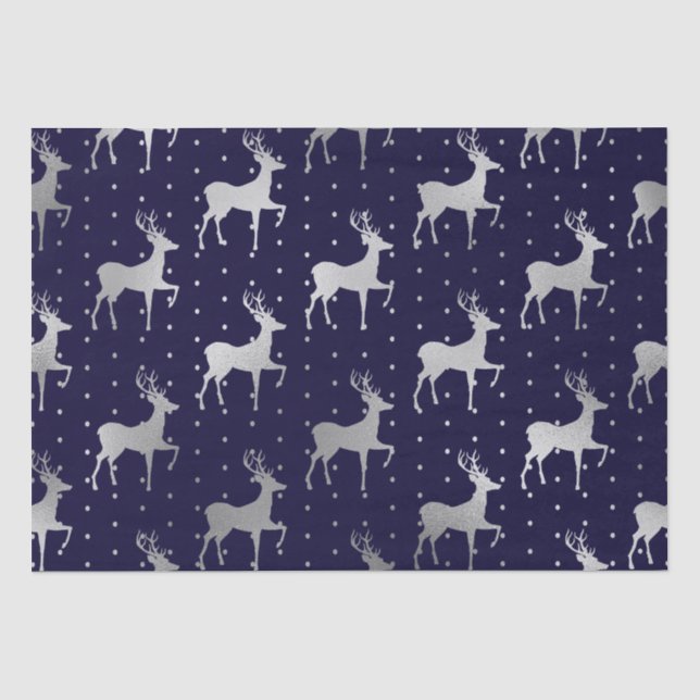 Elegantes Blau und Silberfresser Weihnachten Seidenpapier (Vorderseite)