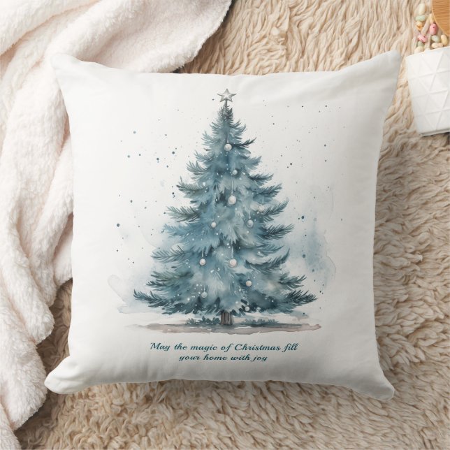 Elegantes Blau und Silver Winter Wonderland Kissen (Decke)