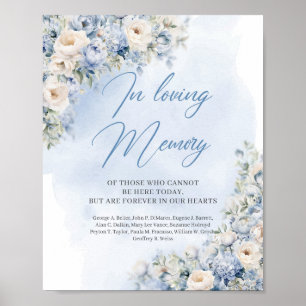 Elegantes Blau und Weiß Blumen In liebevoller Erin Poster